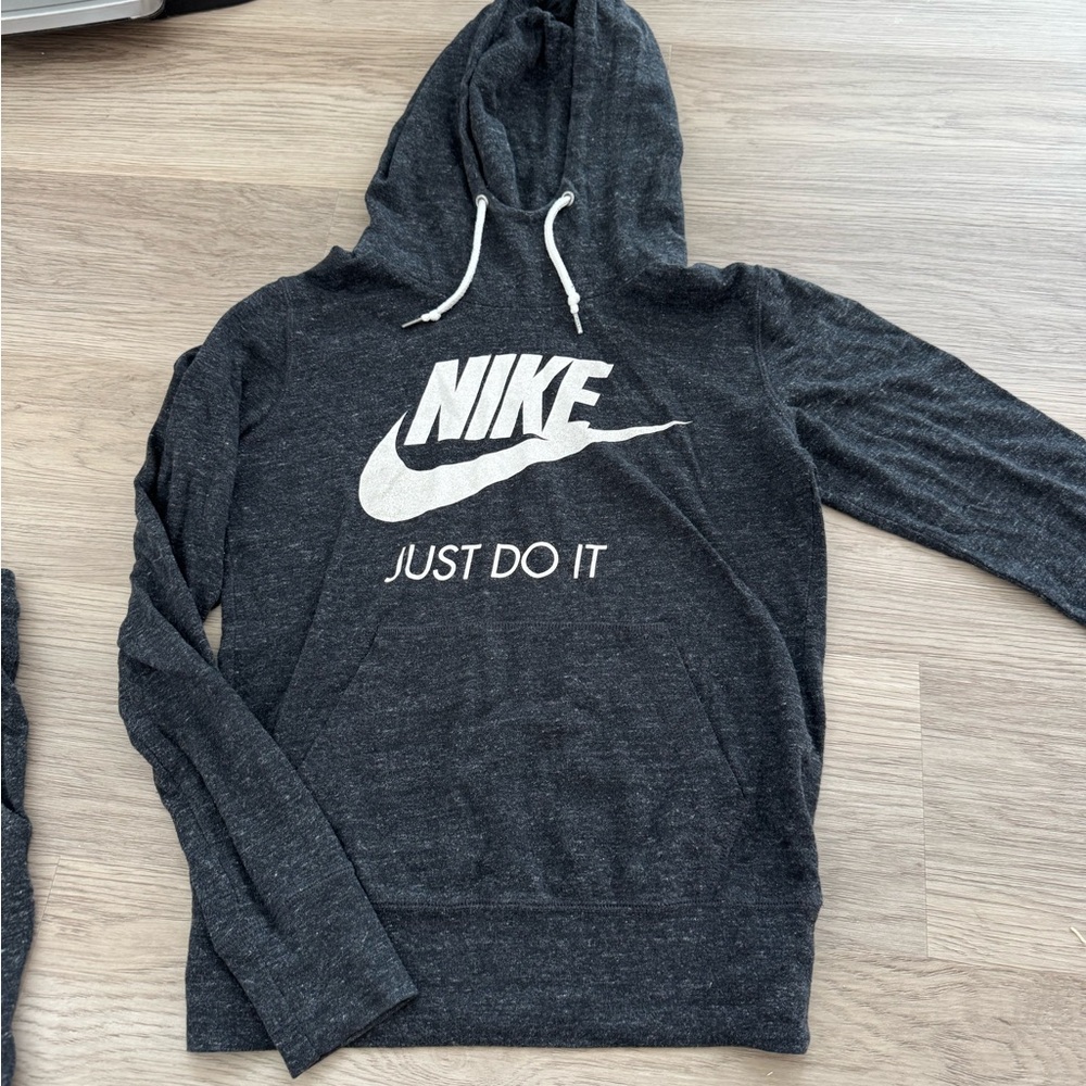 Nike Charcoal Hoodie and pants set with White Logo Tracksuit